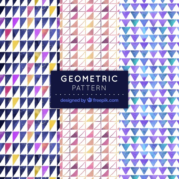 Geometric patterns of watercolor triangles pack