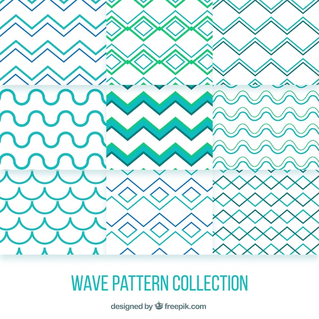 Free Vector geometric patterns of waves collection