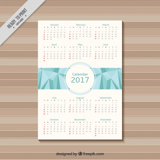 Geometric polygonal calendar of 2017