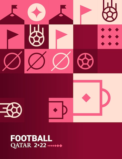 Geometric Poster Football Doha Qatar 2022 Creative Soccer Web Flyer Template Background