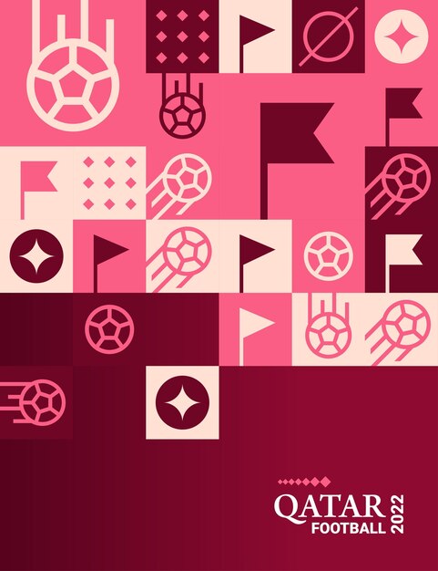 Geometric Poster Football Doha Qatar 2022 Creative Soccer Web Flyer Template Background