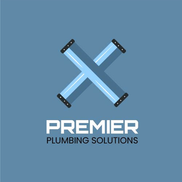 Free vector geometric premier plumbing solutions logo