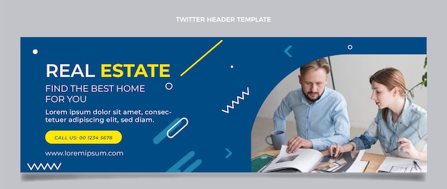 Geometric real estate twitter header template