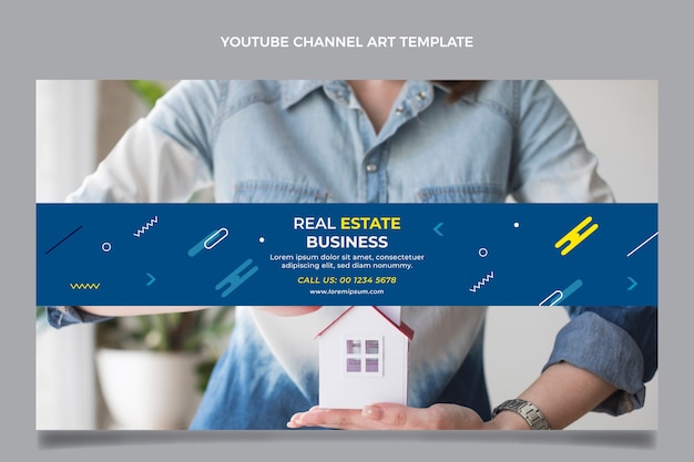 Free Vector geometric real estate youtube channel art