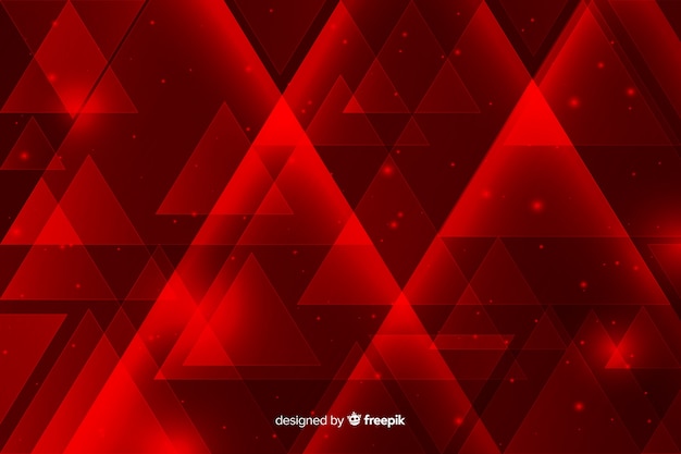 Geometric red lights background with triangles