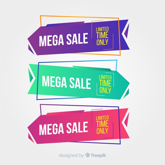 Geometric sale banner collection