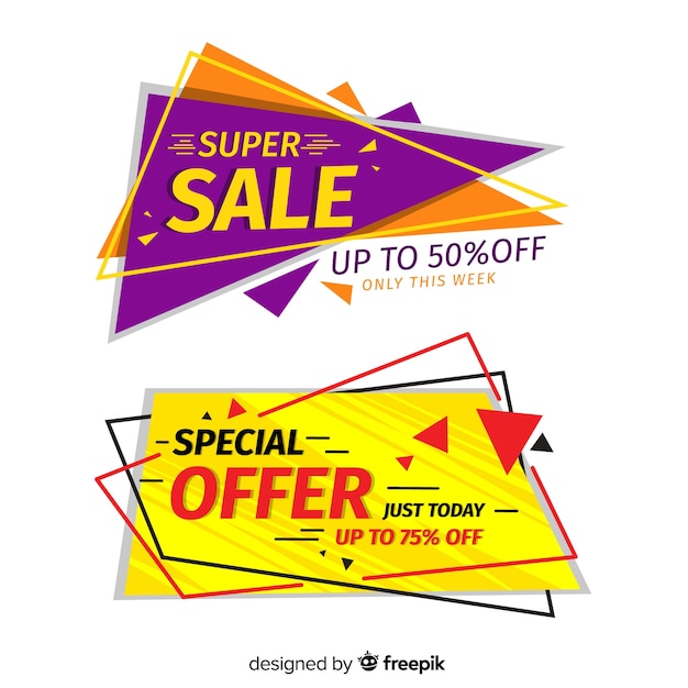 Geometric sale banner collection