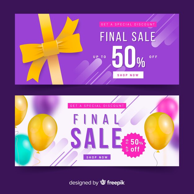 Geometric sale banner collection