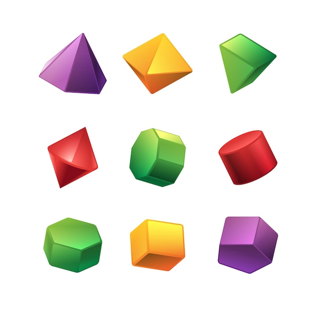 Free Vector geometric shapes in 3d effect