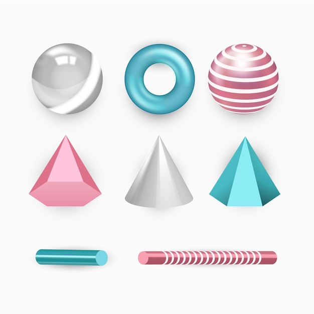 Free Vector geometric shapes in 3d effect