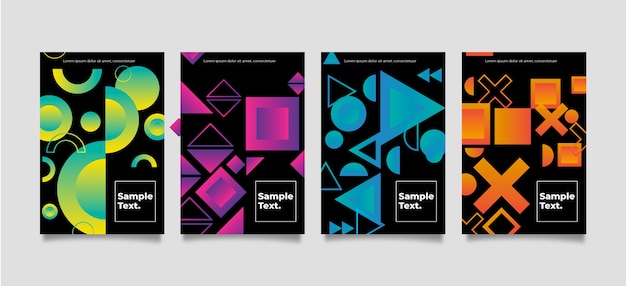 Geometric shapes covers on dark background