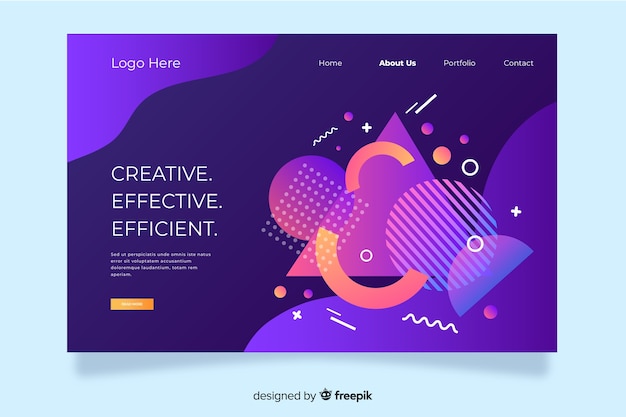 Geometric shapes dark landing page