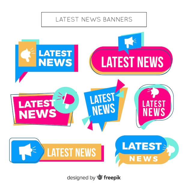 Geometric shapes flat latest news banner set