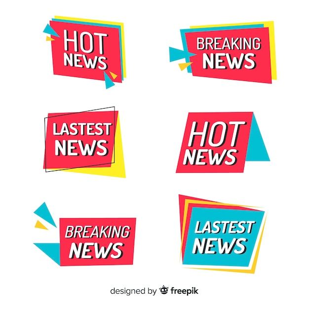 Geometric shapes flat latest news banner set