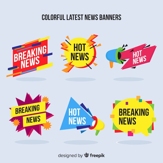 Geometric shapes flat latest news banner set