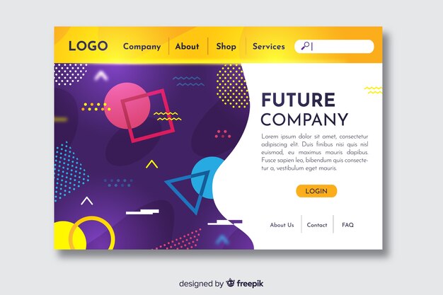 Geometric shapes landing page for future company