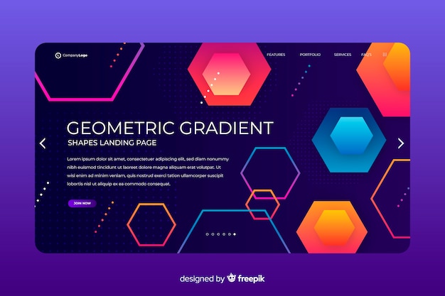 Free Vector geometric shapes landing page template