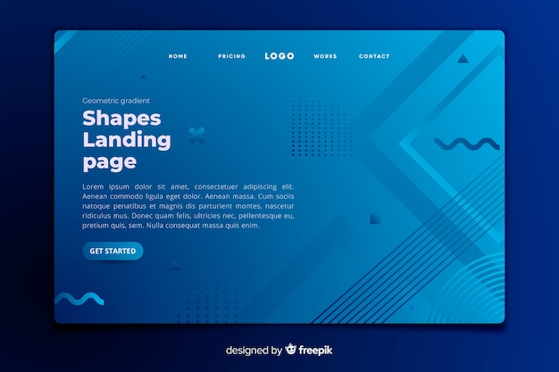 Geometric shapes landing page template