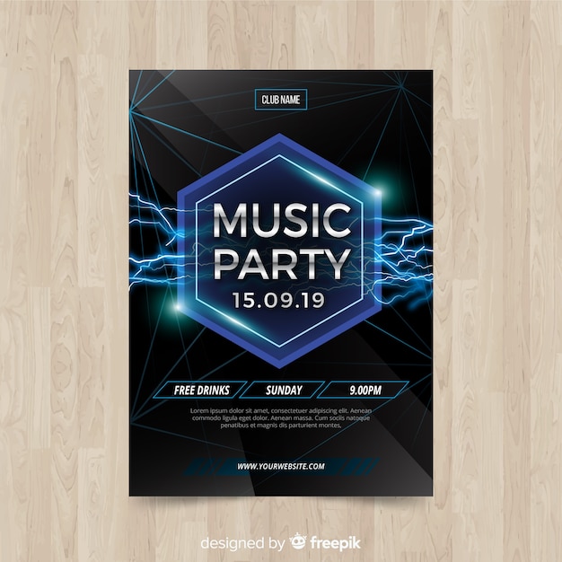 Geometric shapes music party poster