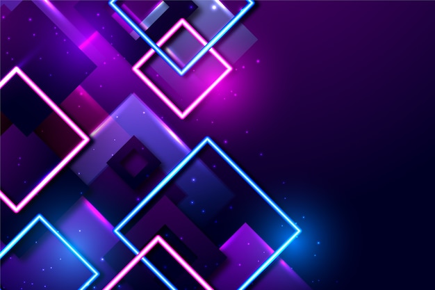 Geometric shapes neon lights background