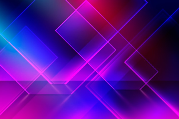 Geometric shapes neon lights background