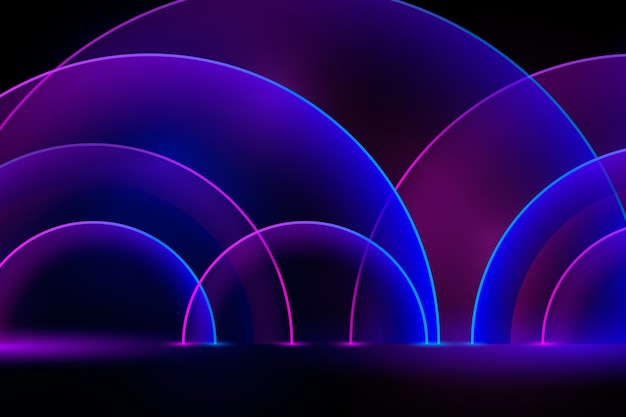 Geometric shapes neon lights background