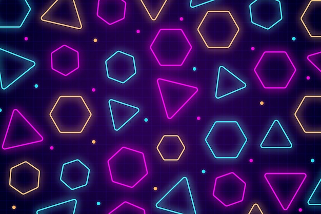 Geometric shapes and neon lights background