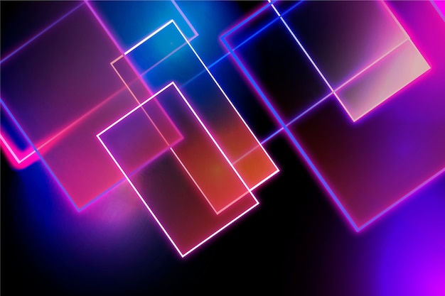 Geometric shapes neon lights background