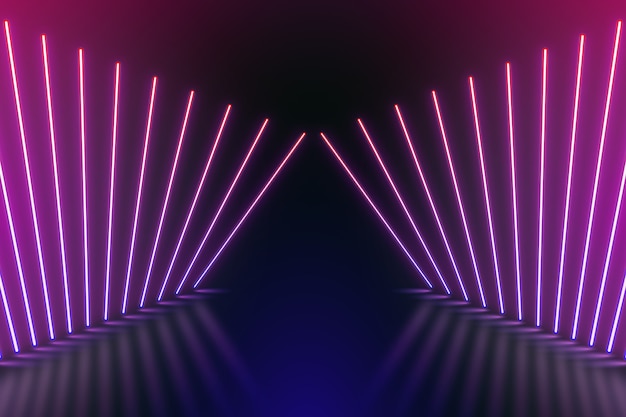 Free vector geometric shapes neon lights background