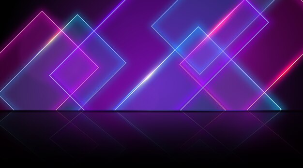 Geometric shapes neon lights background