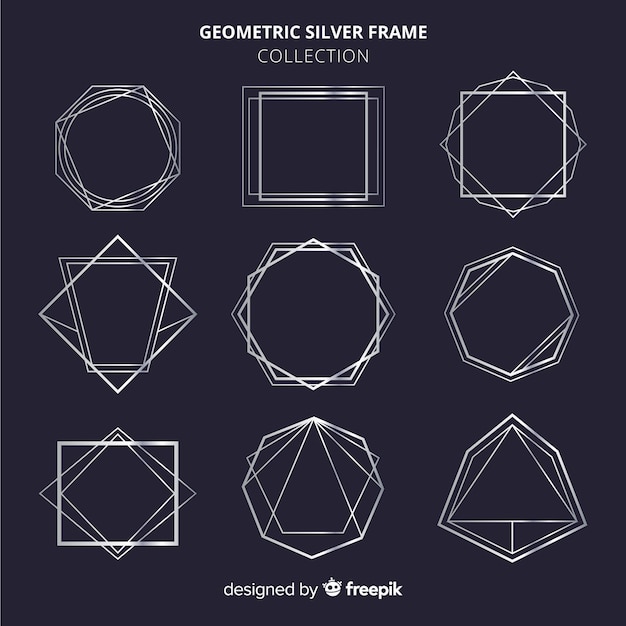 Free vector geometric silver frame pack