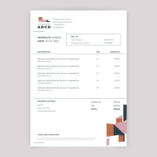 Geometric simple construction invoice