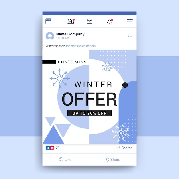 Geometric single color winter facebook post template