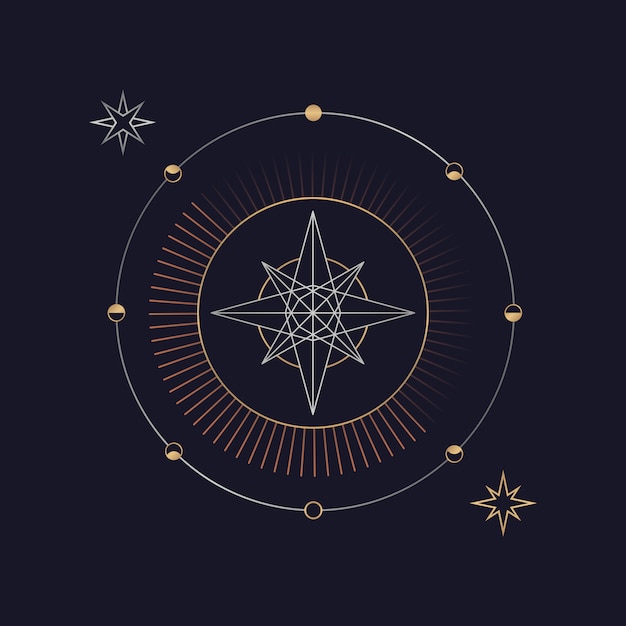 Geometric star astrological tarot card