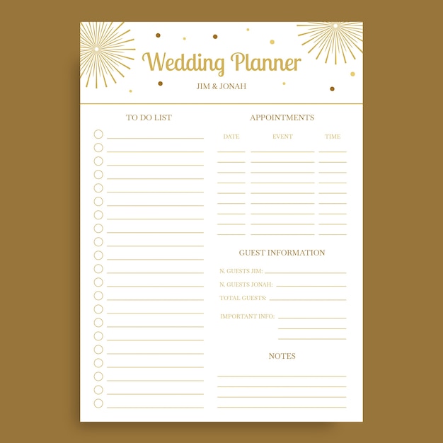 Geometric stars wedding planner