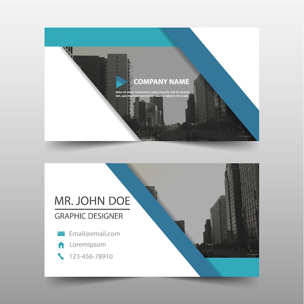 Geometric style blue business card 