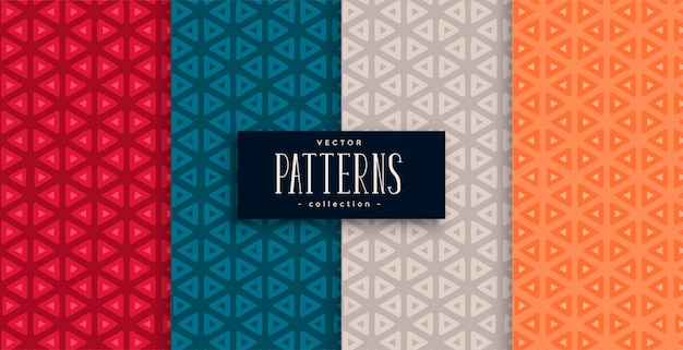 Free Vector geometric triangle patterns set and four colors