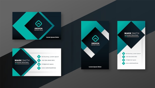 Geometric turquoise modern business card design