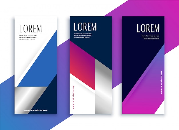 Free Vector geometric vibrant business style modern vertical banners