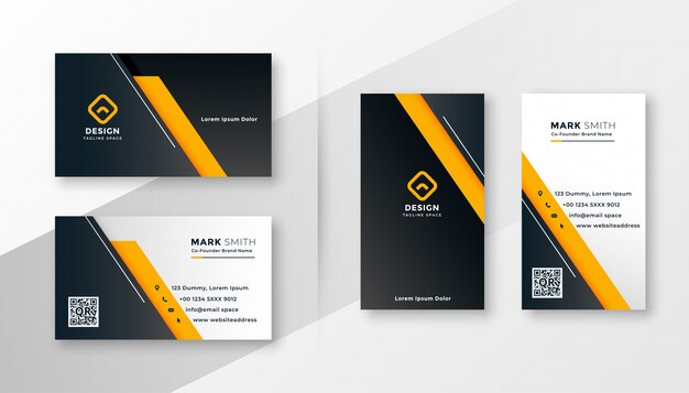 Geometric yellow modern business card template