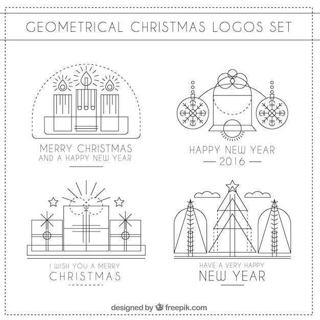 Free Vector geometrical christmas logos set