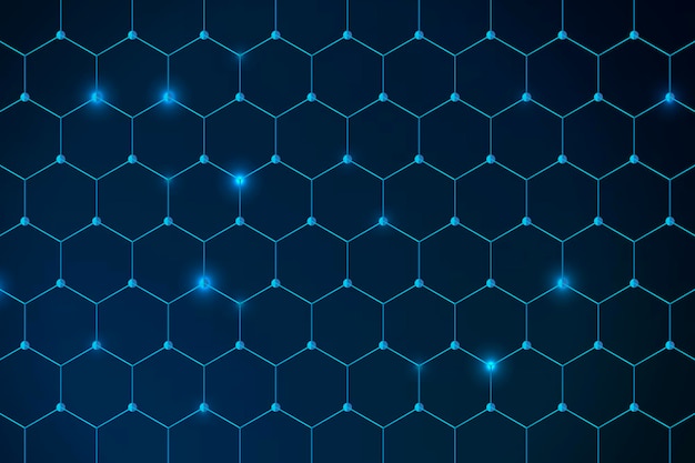 Geometrical honeycomb patterned blue background