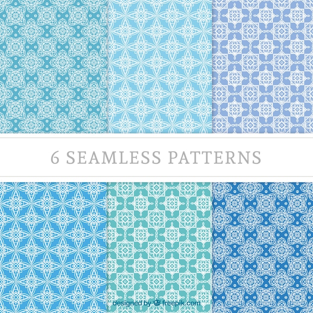 Geometrical patterns in blue tones set