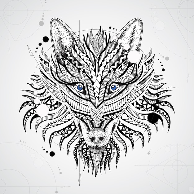 Geometrical wolf design background