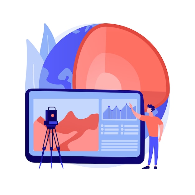 Geophysics abstract concept vector illustration. Geo physical survey, earth science, applied geophysics, university course, geoscience survey, electromagnetic exploration method abstract metaphor.