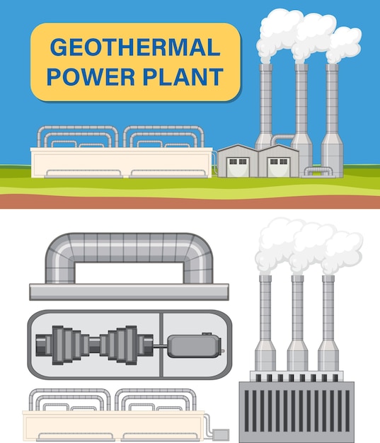 Free vector geothermal power plant banner design