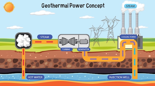 Free Vector geothermal power plant design