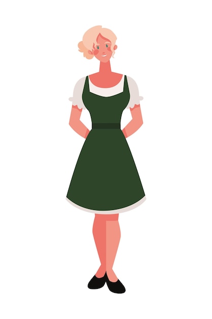 Free Vector german woman in green dress illustration