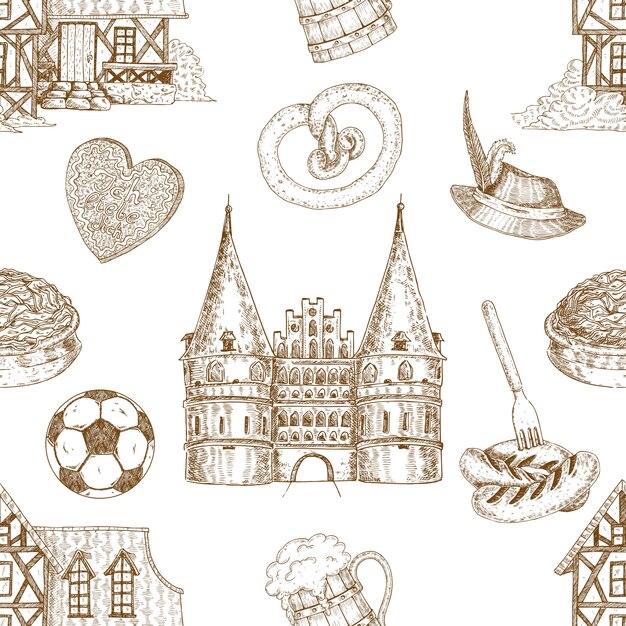 Germany Drawn Seamless Pattern