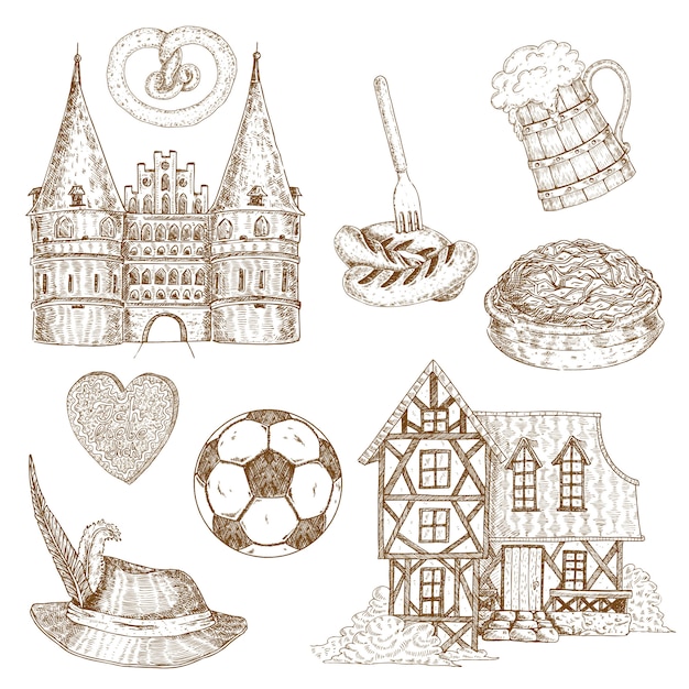 Free Vector germany drawn symbols set